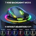 Miniatyrbilde 3 av 7: RGB Spillmus Trådløs, USB Optisk Datamus med RGB Bakgrunnsbelysning, 6 Justerbare DPI Opptil 6400, med 7 Programmerbare Knapper Black