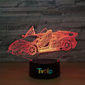 Miniatyrbilde 4 av 8: 7 Fargeskiftende nattlampe 3D Atmosfære Bulbing Lys 3D Visuell Illusions LED Lampe for Barn Leke Julergave Bursdagsgaver (Racerbil)