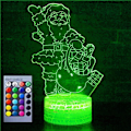 Miniatyrbillede 1 af 5: 3D Julemand Natlys Bordsklampe Optisk Illusion Lamper 16 Farveskiftende Lys LED Bordlampe Jul Hjem Kærlighed Fødselsdag Børn Legetøj Gave