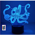 Miniatyrbillede 1 af 7: 3D Blæksprutte Fjernbetjening 16 Farve Natlys Illusion Akryl LED Bordlampe Sengelampe Børneværelse Skrivebords Dekoration Fødselsdagsgaver Legetøj til Børn