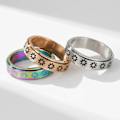 Miniatyrbillede 3 af 10: Rustfrit stål blomst udskæring spinner ring Daisy Fidget Band ringe måne stjerne onde øjne kors angst ring til kvinder mænd-U.S11 diameter: 20,7 mm Circ