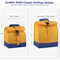 Miniatyrbilde 3 av 6: Isolert lunsjpose Rolltop lunsjboks Tote lunsjpose for kvinner, menn, gutter og jenter (gul) Yellow