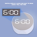 Miniatyrbild 6 av 6: Digital Spegelklocka Alarm Vit Stor Rund Skärm Lättläst Bärbar LED-klocka för Kontor Sovrum Resor