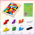 Miniatyrbild 6 av 7: Träpussel för barn i åldrarna 4-8 8-10 Tjocka färgglada 3D-block och hjärnteaser Tangram Jigsaw Intelligensspel Pedagogisk gåva