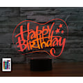 Miniatyrbild 1 av 7: 3D Happy Birthday Fjärrkontroll 16 Färger Nattlampor Illusion Akryl LED Födelsedagspresenter