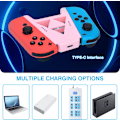 Miniatyrbillede 4 af 6: Slide Joy Con-opladningsgreb til Switch/Switch OLED Potable Joy Con-opladercontroller Komfortgreb Hastighedsopladning under spil (Pink)