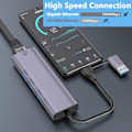 Miniatyrbild 2 av 7: USB C HUB, 5 i 1 USB-C/USB 3.0 Dual Adapter Dockningsstation, med USB-port, USB-C-port/PD, Gigabit Ethernet, Multi-Port USB C Adapter Typ C Bärbara datorer