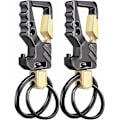Miniatyrbillede 1 af 6: 2 stk. nøglering EDC nøglering nøglering flaskeåbner auto nøgleholder taktisk karabinhage nøgleringe med klip Llaveros de Hombre Porte-Clés gave f 2Black