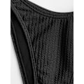 Miniatyrbillede 6 af 7: WJSM Dame Ribbet O-Ring String Bikini Badetøj Cheeky Thong Badetøj To Dele Badedragt 338-black S