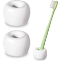 Miniatyrbillede 1 af 7: Slank Mini Keramik Tandbørsteholder Stativ til Badeværelse Forfængelighed Bordplader, Hvid, 2 Pak 2White