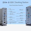 Miniatyrbillede 4 af 7: 15-i-1 bærbar dockingstation 4K@60Hz kompatibel med Mac Window Hp Thunderbolt 4(2 HDMI, DP, 100W PD, Ethernet, 5 USB-porte, SD/TF-kort, lyd)