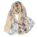 Miniatyrbillede 1 af 4: Unikke blomstersjal til kvinder: Chiffon blomster- og fugleprint tørklæder med levende farver og delikat tekstur.