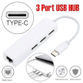 Miniatyrbild 2 av 3: Usb-c Lan Rj45 Nätverks Ethernet Adapter Kabel 3 Usb 2.0 Hub Port