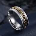 Miniatyrbild 6 av 6: Intertwine  Silver Gold Rostfritt Stål 8mm Ringar för Män Spinner Fidget Ring Ångest Ring för Män Trottoarkant Inlägg-13.5