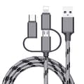 Miniatyrbillede 1 af 6: 3-i-1 Multi Hurtigopladningskabel 3A Nylonflettet USB A til Lightning/Type C/Micro USB Oplader