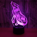 Miniatyrbilde 1 av 6: JUSTUP Wolf 3D-lampe optisk illusjon nattlys 7 farger skiftende berøringsbryter borddekorasjonslamper med akryl