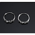 Miniatyrbillede 1 af 2: 8mm Bali-stil oxideret centerperle tribal hængslet segment næsering øreringe（2stk）