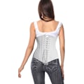 Miniatyrbillede 3 af 7: Kvinders 26 Stålbenet Bomuld Lang Torso Timeglas Kropsshaper Korset white M
