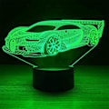 Miniatyrbillede 2 af 5: 3D Sportsvogn Natlys Bordsklampe Optisk Illusion Lamper 7 Farveskiftende Lys LED Bordlampe Julegave Hjem Kærlighed Fødselsdag Børn Børn Gave