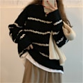 Miniatyrbild 3 av 6: Randig tröja Dam Rund Hals Långärmad Pullover Tröjor Höst Vinter
