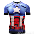 Pikkukuva 1 / 2: Digitaalinen tulostus Superman lyhythihainen Captain America urheilutiukka vaatteet nopeasti kuivuva kunto venytys T-paita D05 5XL
