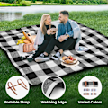 Miniatyrbillede 4 af 5: 80\"x 80\" Ekstra Stort Picnic Tæppe, Vandtæt og Foldbart Strandtæppe, 3-Lags Udendørs Tæppe til 6 til 8 Voksne, til Camping black and white
