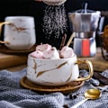 Miniatyrbillede 6 af 8: 2 Pak Keramik Te/Kaffekop, 10 OZ Kaffeekop med 304 Rustfrit Stål Ske og Bambus Underkop, Marmor Espresso Kopper til Latte, Hvid og Sort
