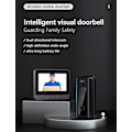 Miniatyrbilde 3 av 9: Trådløs videodørklokke - Videosamtalesystem Smart WiFi videodørklokke med 4,3 tommers 1080P HD-skjerm/nattsyn / 170° visningsvinkel