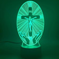 Miniatyrbilde 4 av 7: 3D Illusions nattlys skrivebordslampe Kristendom Jesus Korsveien Visualisering Krusifiks Bibelen Fromt Dekorasjon Led 7 Farge Skiftende fo