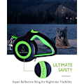 Miniatyrbillede 7 af 7: Heavy Duty Indtrækkelig Hundeline med 2 Tyggefaste Wire Reb, 16FT Lange Liner 360 Grader Knæfrie til 2 Hunde, Dobbelt Hundeline til Små/Mellemstore/Store Hunde Green L Large