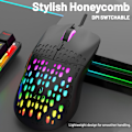 Miniatyrbild 2 av 8: Trådbunden Spelmus, Lättvikts RGB Spelmus, 4 Justerbara DPI Upp till 3600, 6 Programmerbara Knappar, Ergonomisk Datormus för Windows/PC/Mac
