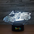 Miniatyrbilde 3 av 8: 7 Fargeskiftende nattlampe 3D Atmosfære Bulbing Lys 3D Visuell Illusions LED Lampe for Barn Leke Julergave Bursdagsgaver (Racerbil)