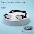 Miniatyrbild 1 av 3: Vattentäta simglasögon Unisex Simglasögon Platta glasögon Justerbara Black(bagged swimming goggle)