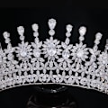 Miniatyrbillede 8 af 8: Cubic Zirconia Brudesløjfe til Bryllup Prinsesse Dronning Tiara Høj Fest Pageant Hårpynt Sød 16 Hårtilbehør