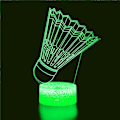Miniatyrbillede 2 af 5: 3D Badminton Natlampe Illusion 7 Farveskiftende Berøringskontakt Bordskrive Dekorationslamper Gave med Akryl Flad ABS Base USB Kabel Legetøj