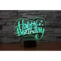 Miniatyrbillede 2 af 7: 3D Happy Birthday Fjernbetjening 16 Farve Natlys Illusion Akryl LED Fødselsdag Gaver