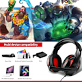 Miniatyrbillede 6 af 7: 3,5 mm port kablet gaming headset med mikrofonvolumenkontrol, stereo basstøjreduktion til PS4 New Xbox One PSP PC bærbar computer tablet mobiltelefoner, sort og rød