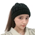 Miniatyrbillede 4 af 4: Ponytail Messy Bun BeanieTail Dame Beanie Solid Ribstrikket Hat Cap