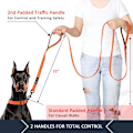 Miniatyrbilde 2 av 7: Hundehalsbånd 6 fot langt, trafikpolstret to håndtak, kraftig, reflekterende doble håndtak bly for kontroll sikkerhetstrening, kobler for store hunder eller mellomstore Orange 6FT