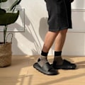 Miniatyrbild 3 av 5: Herr Pillow Tofflor Snabbtorkande Supermjuka Halkfria Studsande Duschtofflor Sandaler för Inomhusbruk Black 42-43