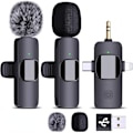 Miniatyrbild 1 av 7: Mini Mikrofon för iPhone Android Kamera iPad USB-C, 4 i 1 Professionell Trådlös Lavalier Klippmikrofon för inspelning, Live Stream