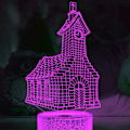 Miniatyrbillede 3 af 4: 3D Kirkehus Natlys Lampe Illusion Led 7 Farve Skiftende Berøringskontakt Bord Skrivebord Dekoration Lamper Gave med Akryl Flad ABS Base USB Kabel Legetøj