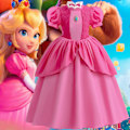 Miniatyrbillede 2 af 5: Kvinde Prinsesse Peach Kostume Piger Prinsesse Peach Kjole Med Krone Øreringe Egnet til en højde på 120cm