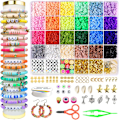 Miniatyrbilde 1 av 6: 4200 stk leireperler armbåndssett, vennskapspreppy flate polymer Heishi-perler smykkesett med charms, gaver til tenåringsjenter håndverk for jenter