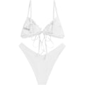 Miniatyrbillede 3 af 6: WJSM Kvinde Trekantet Bikini Floral Ruffles Sløjfe Binde Bikini Sæt Todelt Badetøj B-white M