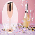 Miniatyrbillede 3 af 6: Rustfrit og misfarvningsbestandigt metalgoblet med skrå mund, rustfrit stålglas til champagne til fest, fest, hjem, belagt Copper