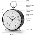 Miniatyrbild 5 av 9: SAYTAY Analog Klocka Larm Klocka Icke Ticking med Nattljus Snooze Funktion Tyst Rund Retro Batteridriven Crescendo 4 tum Liten Enkelt Design Bord