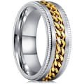 Miniatyrbild 1 av 6: Intertwine  Silver Gold Rostfritt Stål 8mm Ringar för Män Spinner Fidget Ring Ångest Ring för Män Trottoarkant Inlägg-13.5