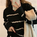 Miniatyrbild 4 av 6: Randig tröja Dam Rund Hals Långärmad Pullover Tröjor Höst Vinter