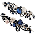 Miniatyrbilde 1 av 9: 2 stk Vintage Metall Blomst Sommerfugl Fransk Klips Skinnende Rhinestone Hårspenner Kunstig Krystall Hårklips Fjær Hårspenne